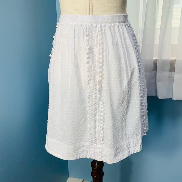 NWT J.Crew Swiss Dot White Skirt with Pompoms Size 8 - Picture 3 of 7